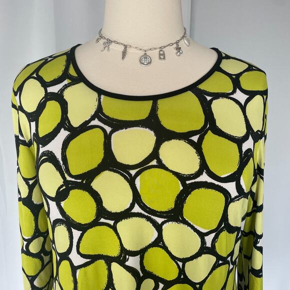 Y2K Top Womens Size Large Lime Green Polka Dot Asymmetrical Dopamine Neon Clown - Picture 2 of 10